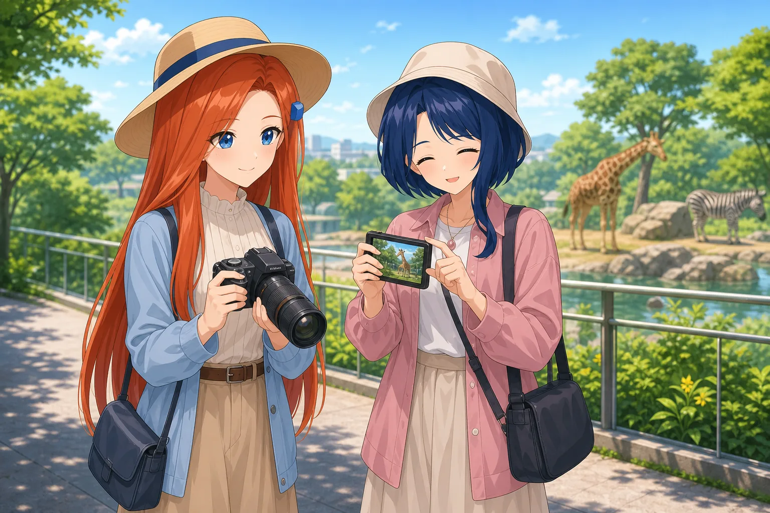 紅林かえで、藍沢しずくが動物園で写真散歩を楽しむ様子